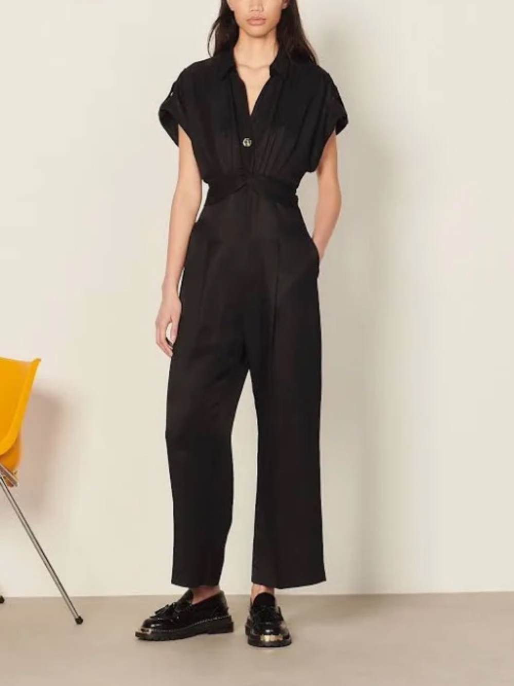 Sandro Tenerife Black Cuffed Jumpsuit Size 40 (US 8)